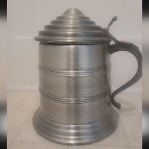 Stein Ice Bucket Brushed Aluminum Hinged Lid Mid Century Bar Ware